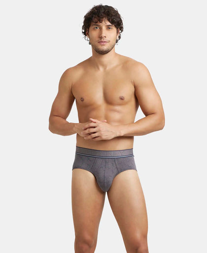 Tencel Micro Modal Elastane Stretch Printed Brief with Natural StayFresh Properties - Gun Metal-5