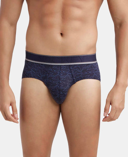 Tencel Micro Modal Elastane Stretch Printed Brief with Natural StayFresh Properties - True Navy-1