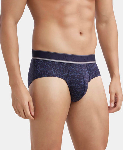 Tencel Micro Modal Elastane Stretch Printed Brief with Natural StayFresh Properties - True Navy-2