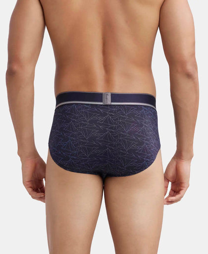 Tencel Micro Modal Elastane Stretch Printed Brief with Natural StayFresh Properties - True Navy-3