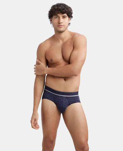 Tencel Micro Modal Elastane Stretch Printed Brief with Natural StayFresh Properties - True Navy-5