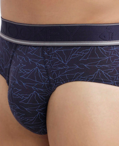 Tencel Micro Modal Elastane Stretch Printed Brief with Natural StayFresh Properties - True Navy-6