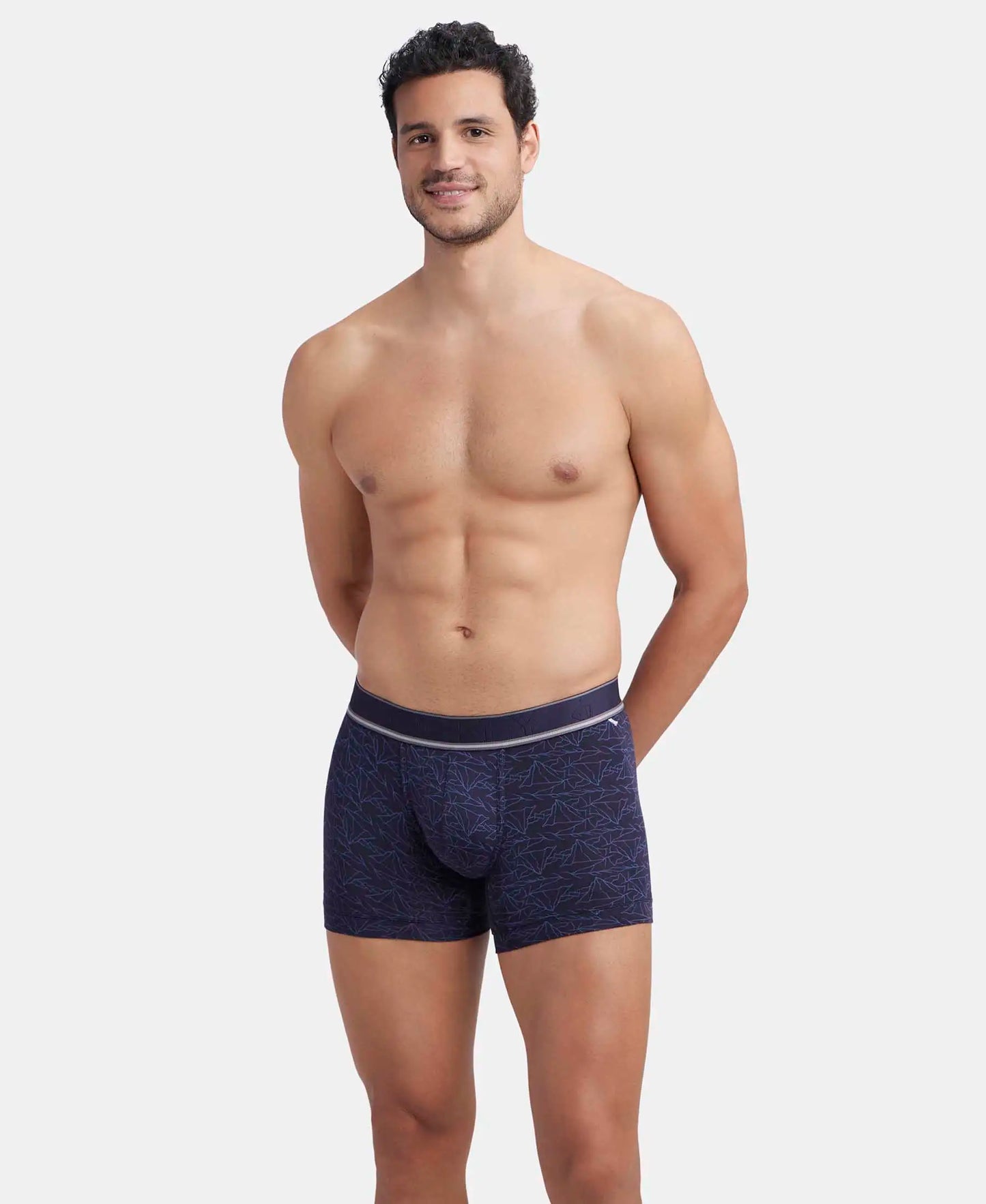 Tencel Micro Modal Elastane Stretch Printed Trunk with Natural StayFresh Properties - True Navy-5