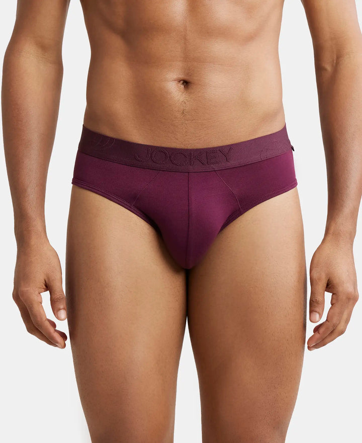 Tencel Micro Modal Cotton Elastane Stretch Solid Brief with Natural StayFresh Properties - Wine Tasting