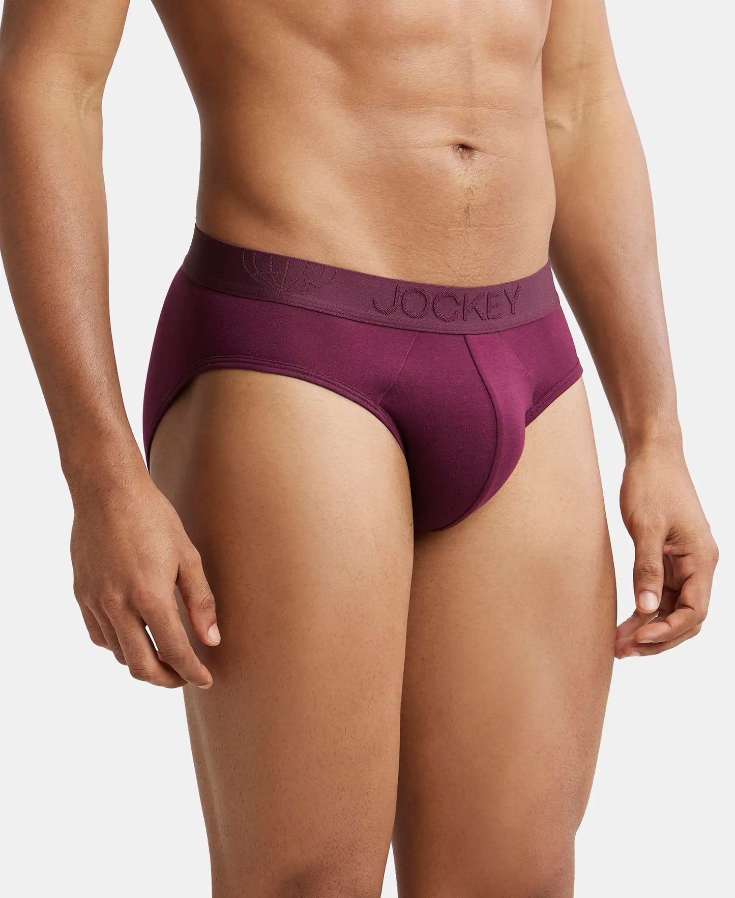 Tencel Micro Modal Cotton Elastane Stretch Solid Brief with Natural StayFresh Properties - Wine Tasting