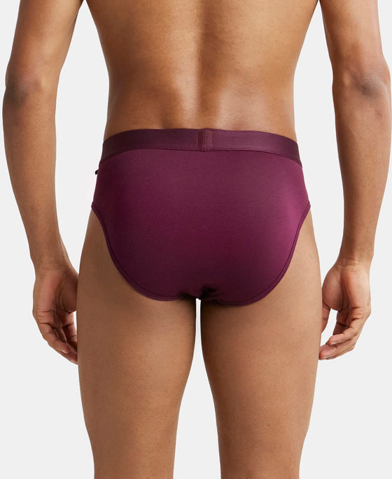 Tencel Micro Modal Cotton Elastane Stretch Solid Brief with Natural StayFresh Properties - Wine Tasting