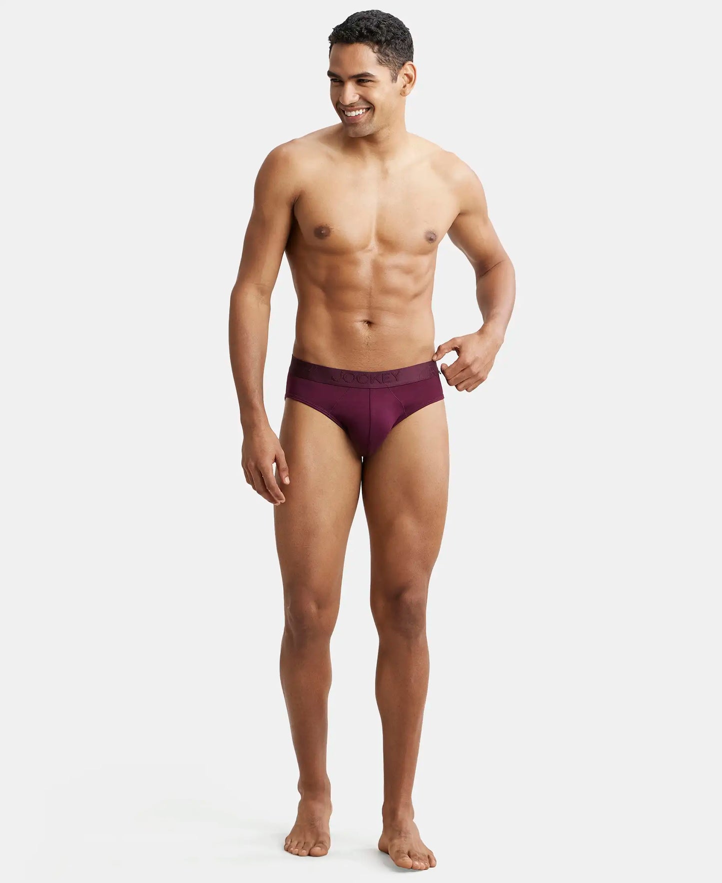 Tencel Micro Modal Cotton Elastane Stretch Solid Brief with Natural StayFresh Properties - Wine Tasting