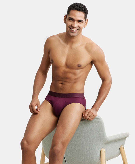 Tencel Micro Modal Cotton Elastane Stretch Solid Brief with Natural StayFresh Properties - Wine Tasting