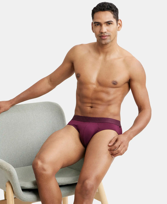 Tencel Micro Modal Cotton Elastane Stretch Solid Brief with Natural StayFresh Properties - Wine Tasting