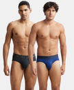 Pack of 2 Tactel Microfiber Elastane Stretch Solid Brief with Moisture Move Properties - Black & Royal Blue