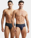 Pack of 2 Tactel Microfiber Elastane Stretch Solid Brief with Moisture Move Properties - Black & True Navy