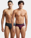 Pack of 2 Tactel Microfiber Elastane Stretch Solid Brief with Moisture Move Properties - Black & Wine Tasting