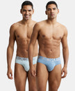 Pack of 2 Tactel Microfiber Elastane Stretch Solid Brief with Moisture Move Properties - Blue Shadow & Sterling Blue