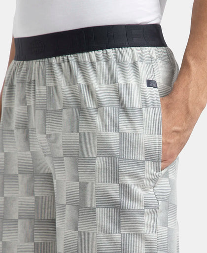 Tencel Micro Modal Cotton Elastane Stretch Regular Fit Checkered Sleep Shorts with Side Pockets - Silver Grey Melange