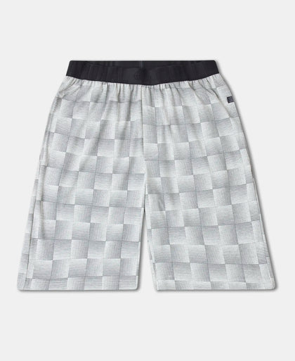 Tencel Micro Modal Cotton Elastane Stretch Regular Fit Checkered Sleep Shorts with Side Pockets - Silver Grey Melange