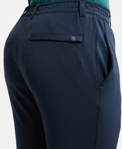 Microfiber Slim Fit All Day Pants with Convenient Side and Back Pockets - Navy