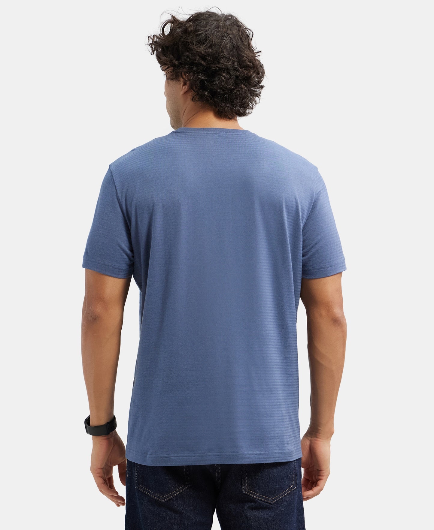 Super Combed Supima Cotton Round Neck Half Sleeve T-Shirt - Vintage Indigo