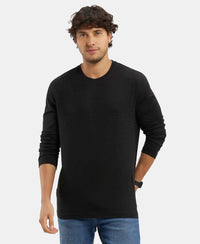 Super Combed Supima Cotton Solid Round Neck Full Sleeve T-Shirt - Black-1