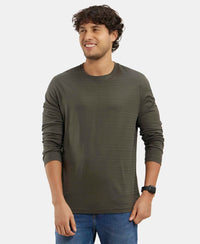 Super Combed Supima Cotton Solid Round Neck Full Sleeve T-Shirt - Deep Olive-1