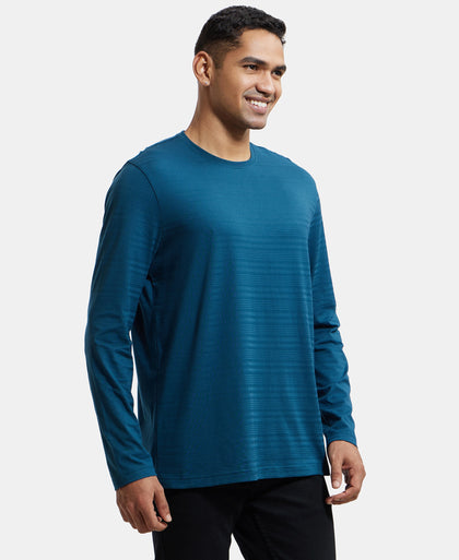 Super Combed Supima Cotton Solid Round Neck Full Sleeve T-Shirt - Reflecting Pond