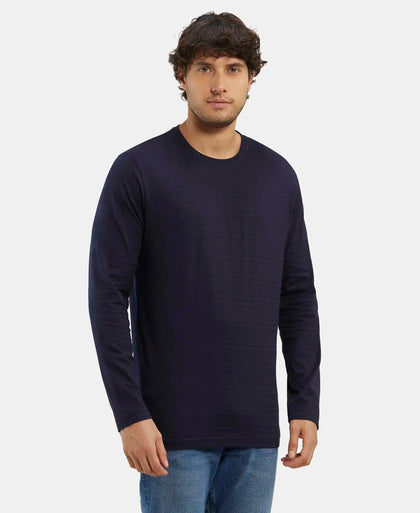 Super Combed Supima Cotton Solid Round Neck Full Sleeve T-Shirt - Navy-2