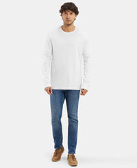 Super Combed Supima Cotton Solid Round Neck Full Sleeve T-Shirt - White-4