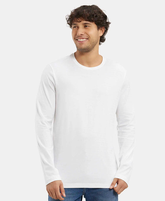 Super Combed Supima Cotton Solid Round Neck Full Sleeve T-Shirt - White-5