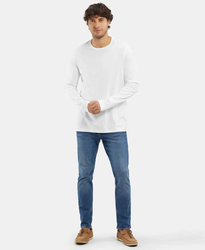 Super Combed Supima Cotton Solid Round Neck Full Sleeve T-Shirt - White-6