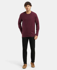 Super Combed Supima Cotton Solid Round Neck Full Sleeve T-Shirt - Wine Tasting-4