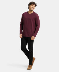 Super Combed Supima Cotton Solid Round Neck Full Sleeve T-Shirt - Wine Tasting-6