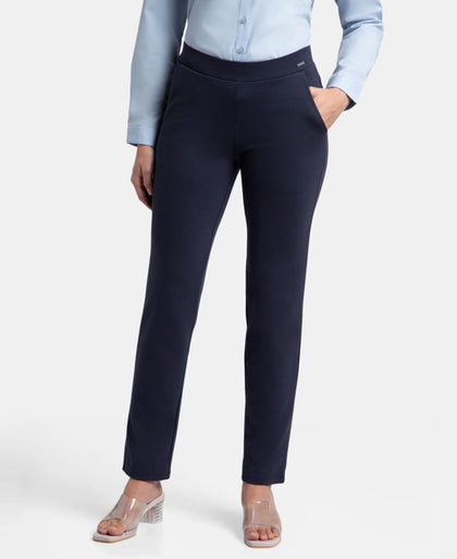 Rayon Nylon Elastane All Day Straight Pants with Durable Waistband - Navy Blazer