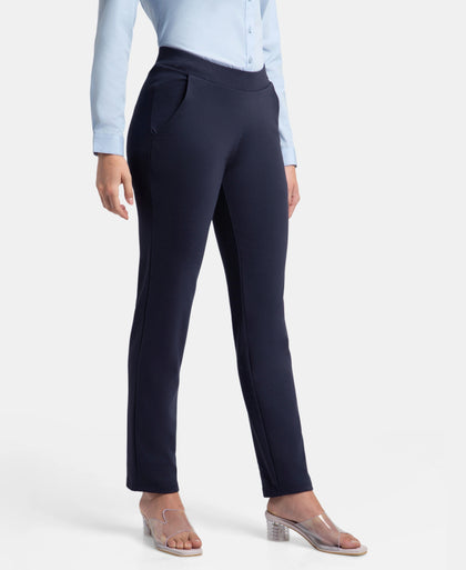 Rayon Nylon Elastane All Day Straight Pants with Durable Waistband - Navy Blazer