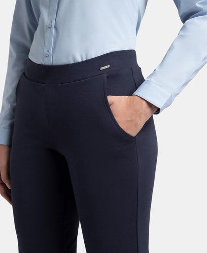 Rayon Nylon Elastane All Day Straight Pants with Durable Waistband - Navy Blazer