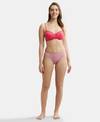 Medium Coverage Tencel Lyocell Elastane Stretch Mid Waist Bikini With Concealed Waistband and StayFresh Treatment - Orchid Smoke