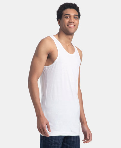 Bamboo And Tencel Modal Blend Sleeveless Vest With Extended Length - White