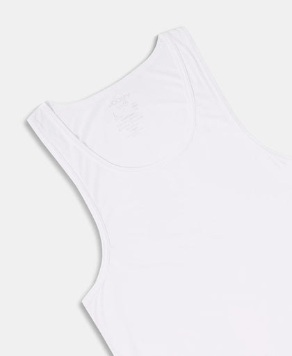 Bamboo And Tencel Modal Blend Sleeveless Vest With Extended Length - White