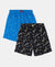 Super Combed Cotton Printed Boxer Shorts with Side Pockets - Black & Rich Royal Blue (Pack of 2)