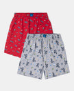 Super Combed Cotton Printed Boxer Shorts with Side Pockets - Chili Pepper & Monument (Pack of 2)