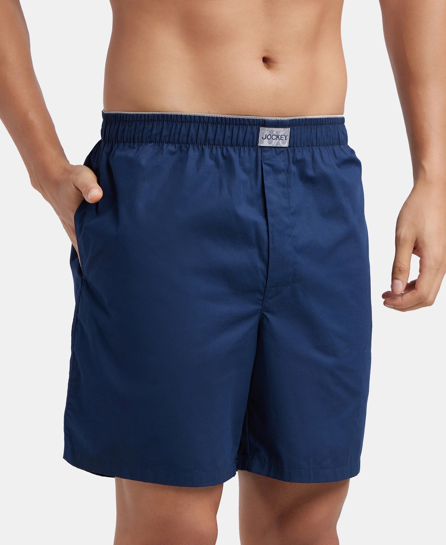 Super Combed Mercerized Cotton Woven Fabric Boxer Shorts - Navy