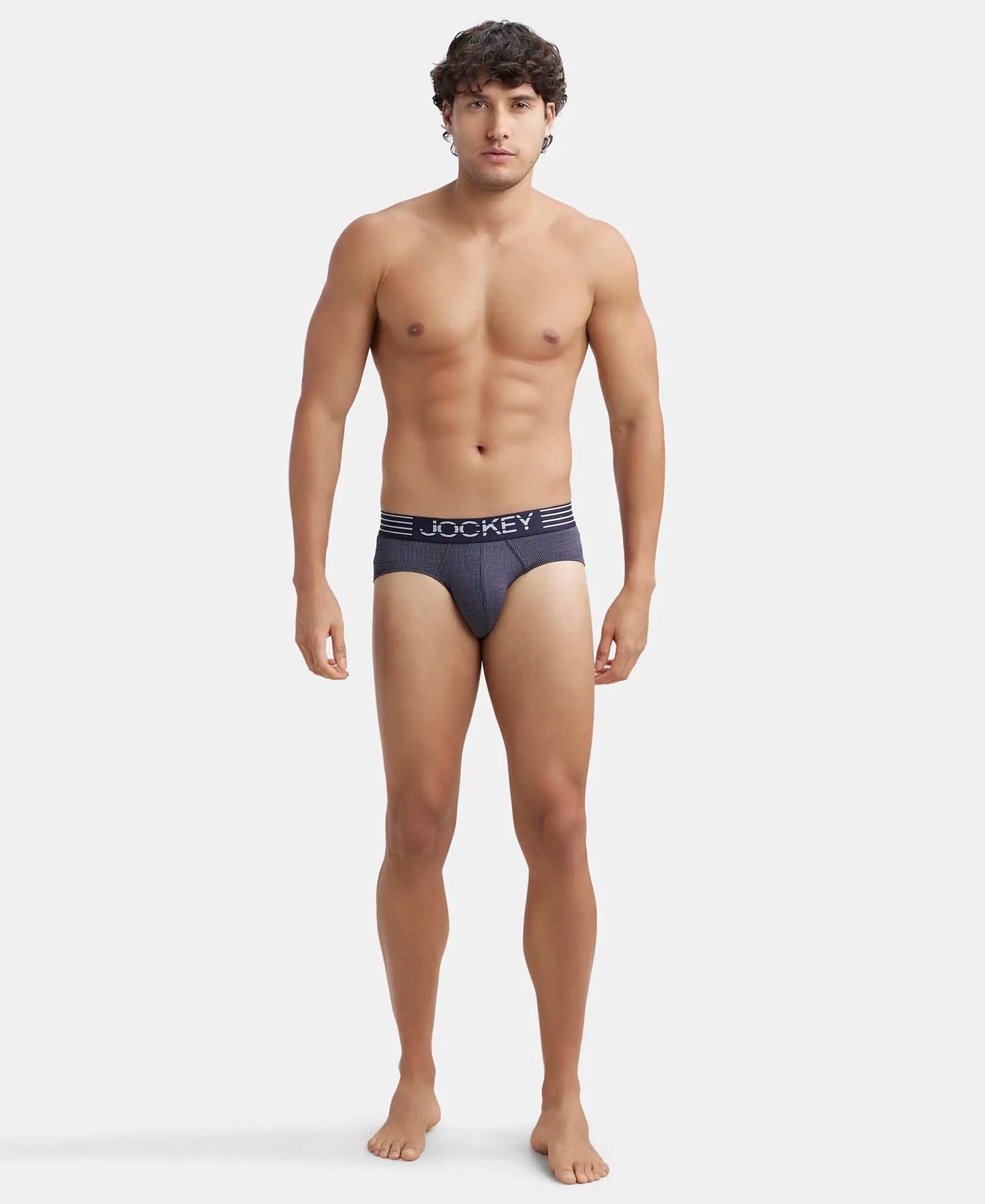 Microfiber Mesh Elastane Stretch Performance Brief with StayDry Technology - True Navy-4