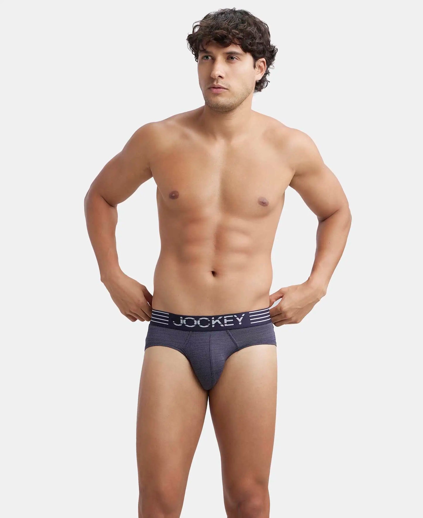 Microfiber Mesh Elastane Stretch Performance Brief with StayDry Technology - True Navy-5