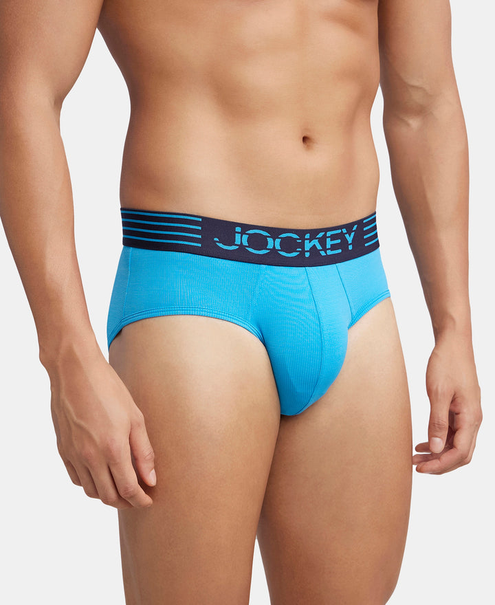 Microfiber Mesh Elastane Stretch Performance Brief with StayDry Technology - Tropical Sea