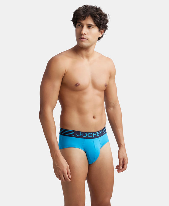 Microfiber Mesh Elastane Stretch Performance Brief with StayDry Technology - Tropical Sea