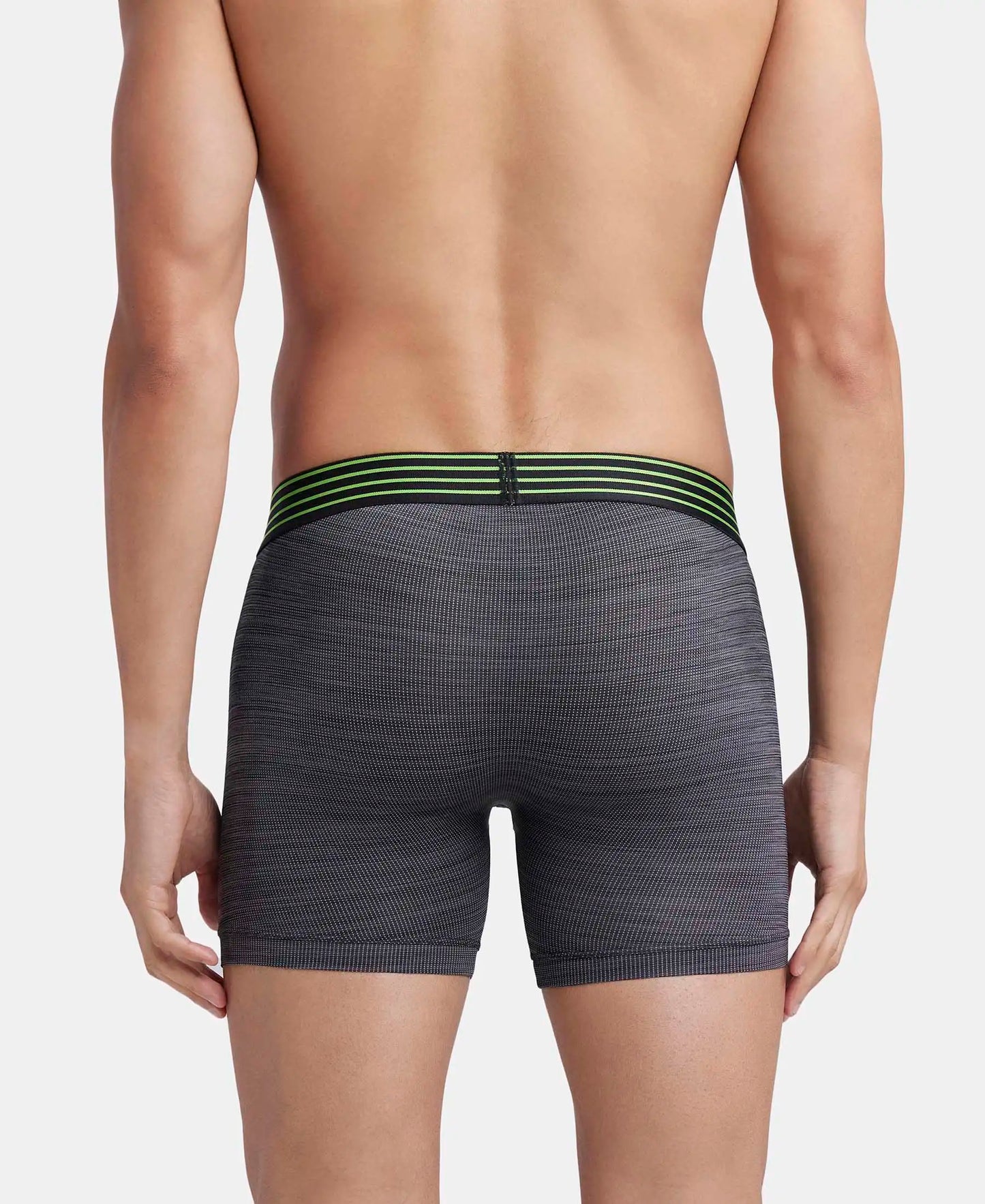 Microfiber Mesh Elastane Stretch Performance Boxer Brief with StayDry Technology - Black-3