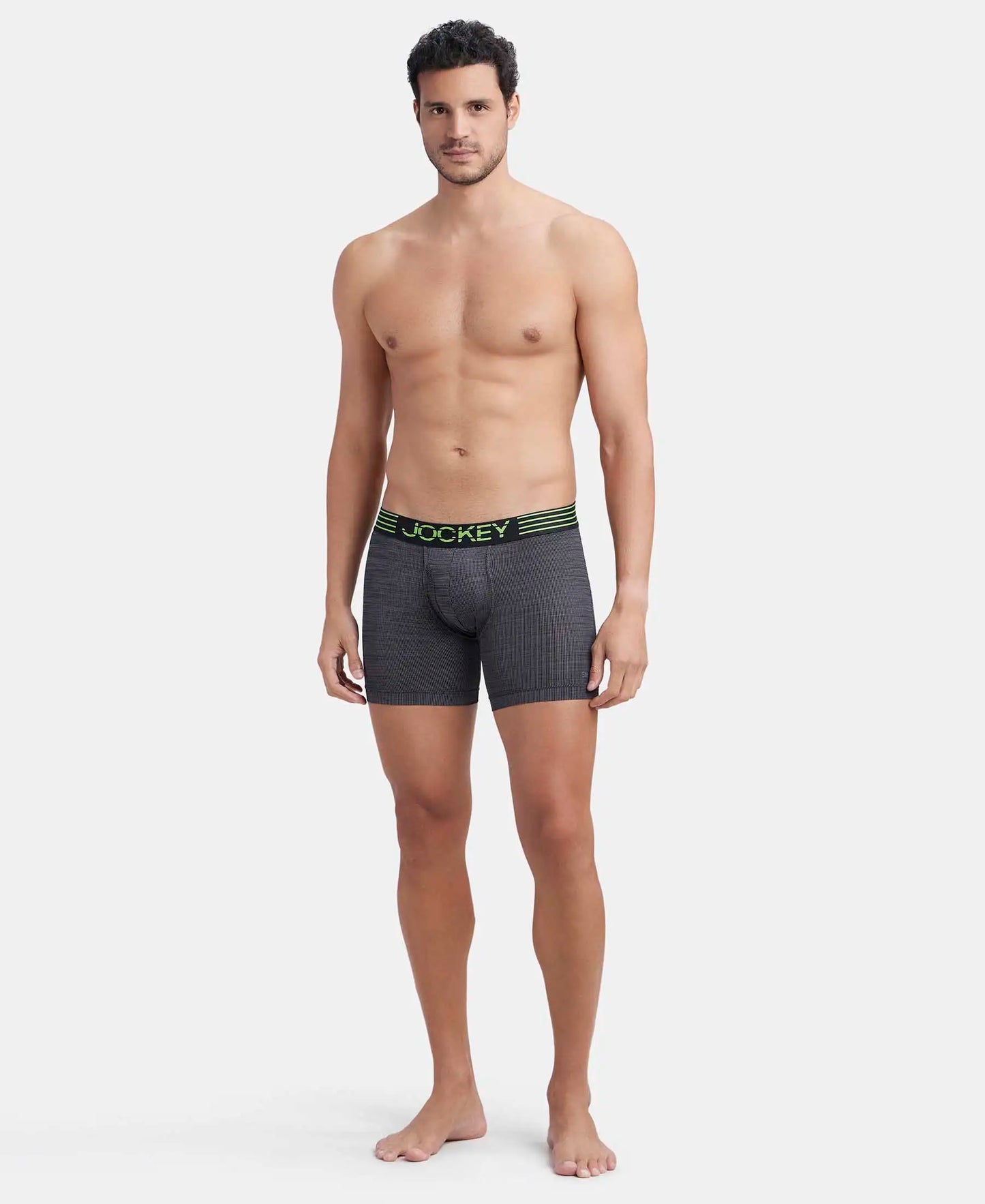 Microfiber Mesh Elastane Stretch Performance Boxer Brief with StayDry Technology - Black-4