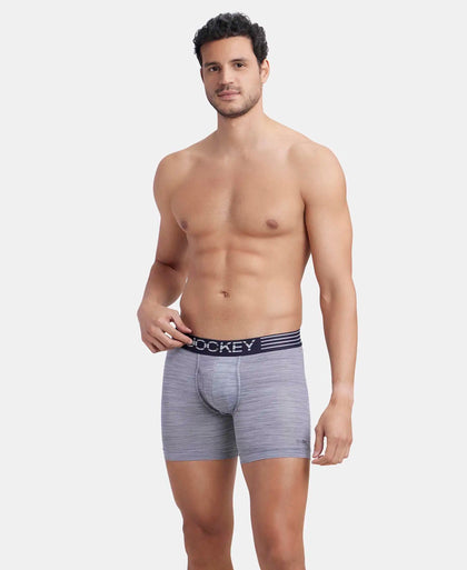 Microfiber Mesh Elastane Stretch Performance Boxer Brief with StayDry Technology - Mid Grey-5