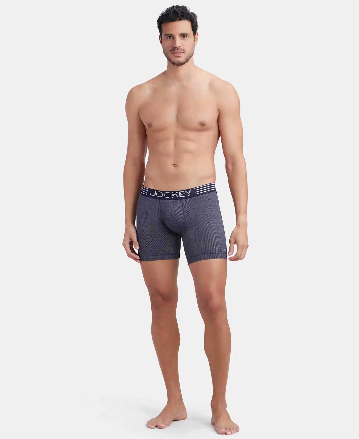 Microfiber Mesh Elastane Stretch Performance Boxer Brief with StayDry Technology - True Navy-4