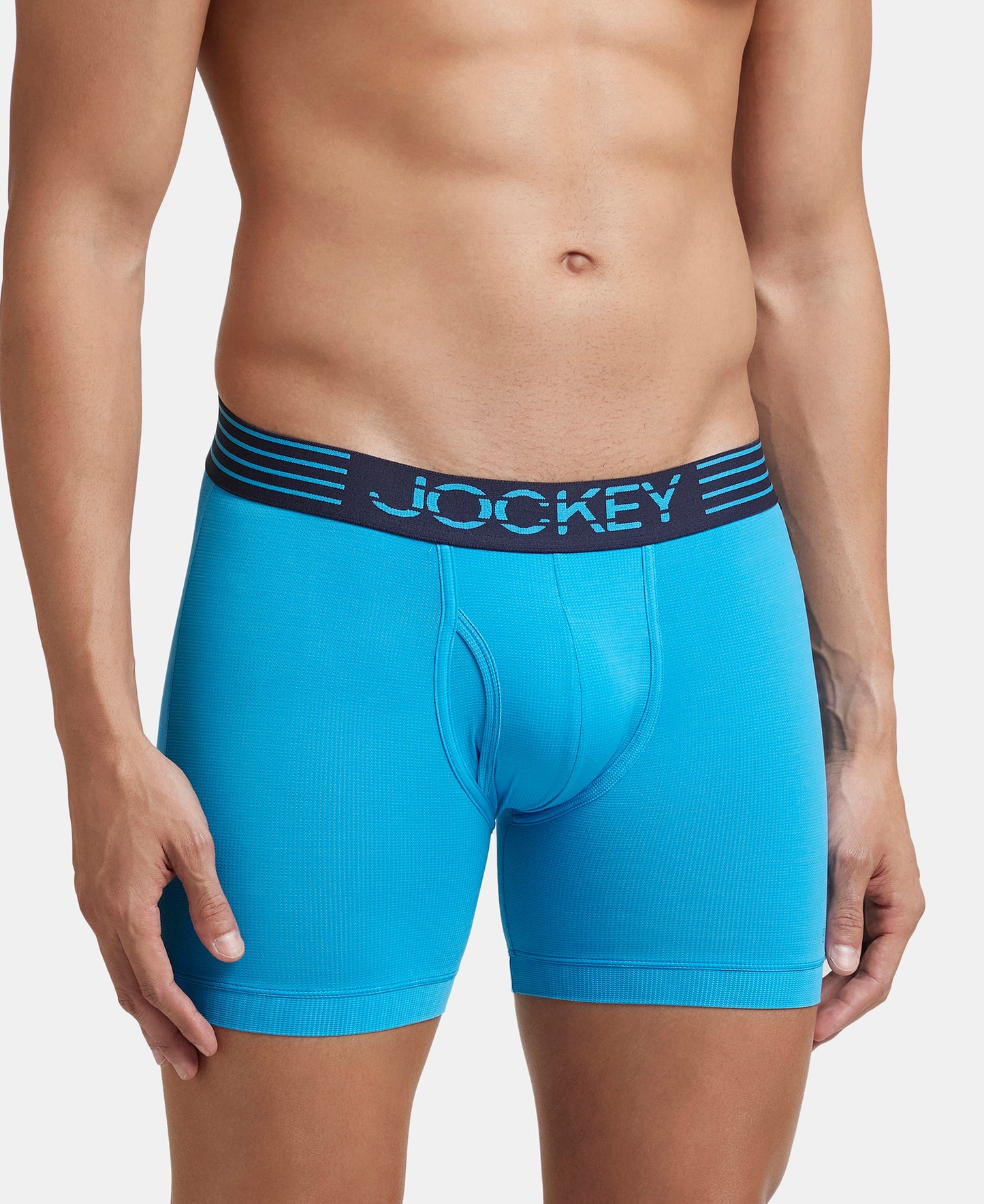 Microfiber Mesh Elastane Stretch Performance Boxer Brief with StayDry Technology - Tropical Sea