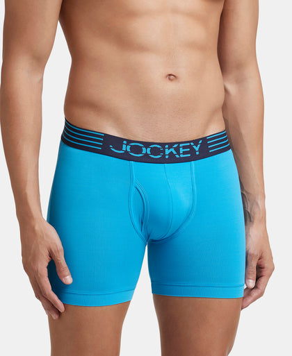 Microfiber Mesh Elastane Stretch Performance Boxer Brief with StayDry Technology - Tropical Sea