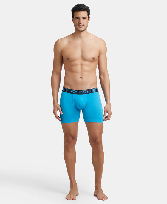 Microfiber Mesh Elastane Stretch Performance Boxer Brief with StayDry Technology - Tropical Sea